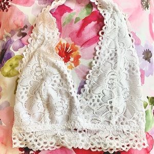 3 for $20 Lace Halter Bralette in Bright White